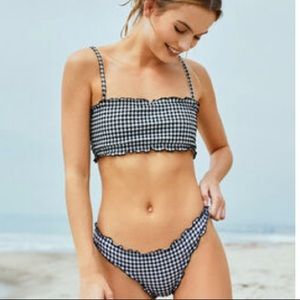 Pacsun (LA Hearts) Gingham Lettuce Edge Bikini Set